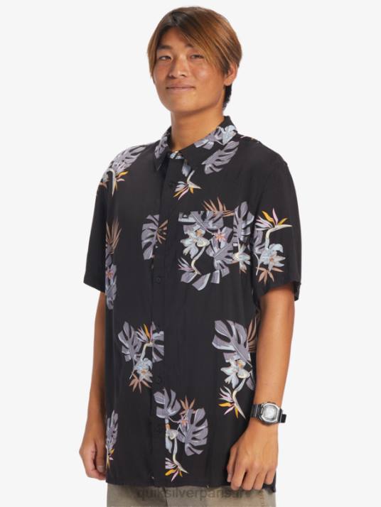 Hommes Quiksilver la chemise à manches courtes à fleurs D6PT649 fleuri noir ss