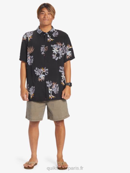 Hommes Quiksilver la chemise à manches courtes à fleurs D6PT649 fleuri noir ss