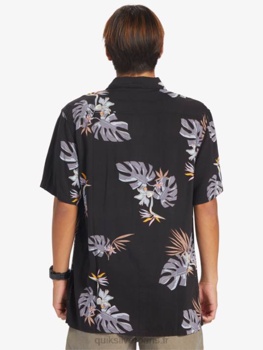 Hommes Quiksilver la chemise à manches courtes à fleurs D6PT649 fleuri noir ss