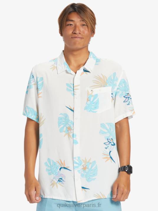 Hommes Quiksilver la chemise à manches courtes à fleurs D6PT650 fleuri blanc neige ss