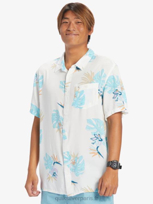 Hommes Quiksilver la chemise à manches courtes à fleurs D6PT650 fleuri blanc neige ss