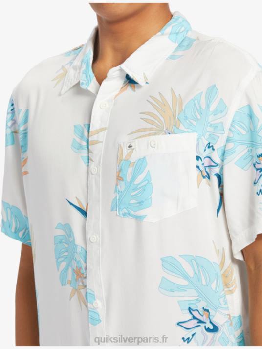 Hommes Quiksilver la chemise à manches courtes à fleurs D6PT650 fleuri blanc neige ss