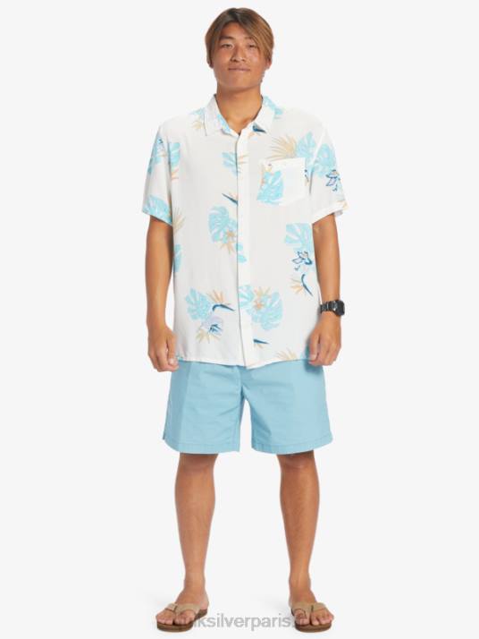 Hommes Quiksilver la chemise à manches courtes à fleurs D6PT650 fleuri blanc neige ss
