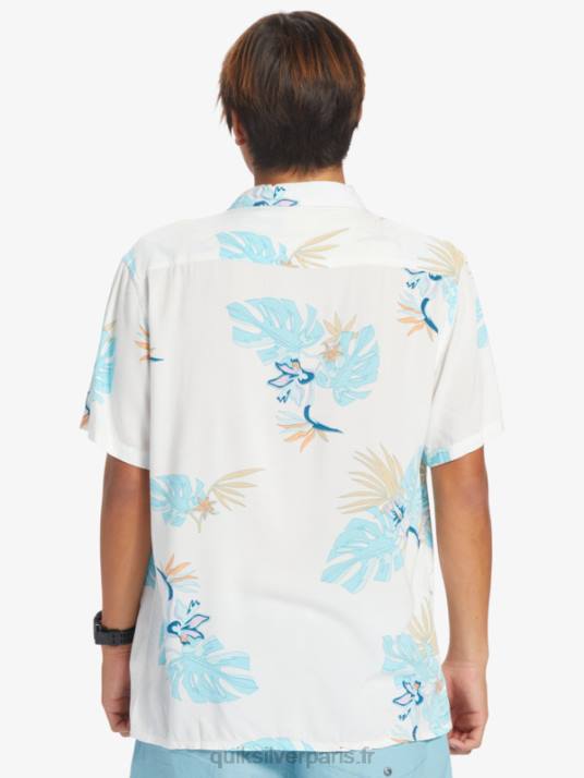 Hommes Quiksilver la chemise à manches courtes à fleurs D6PT650 fleuri blanc neige ss