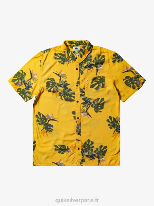 Hommes Quiksilver la chemise à manches courtes à fleurs D6PT651 jaune floral ss