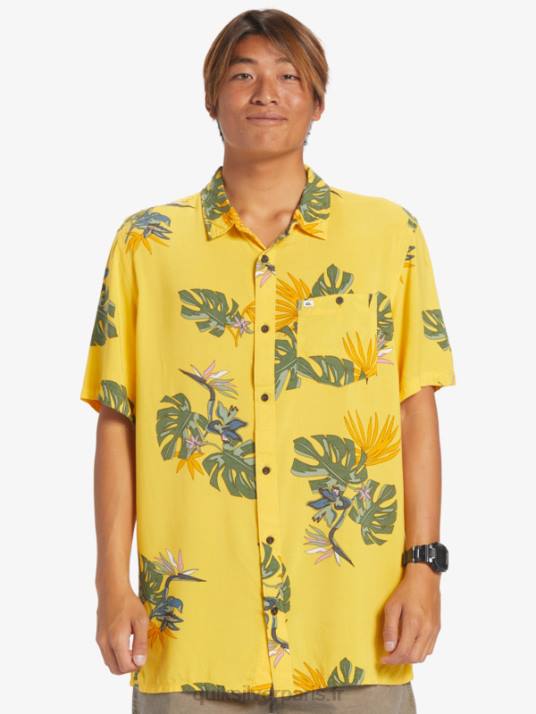 Hommes Quiksilver la chemise à manches courtes à fleurs D6PT651 jaune floral ss