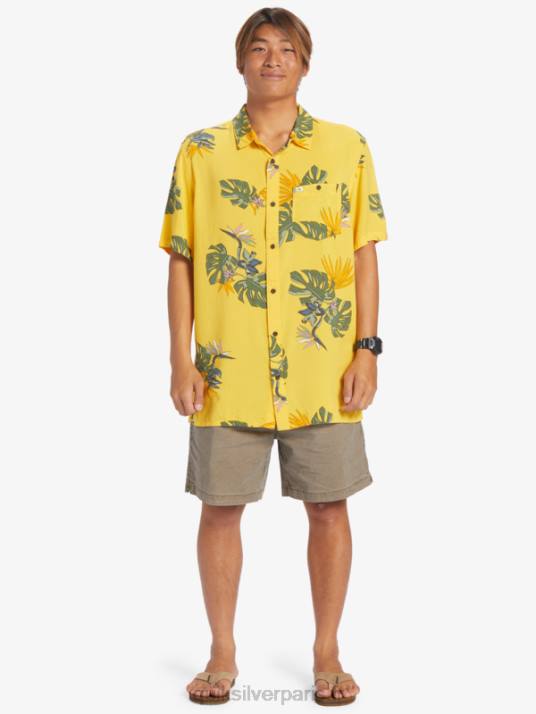 Hommes Quiksilver la chemise à manches courtes à fleurs D6PT651 jaune floral ss