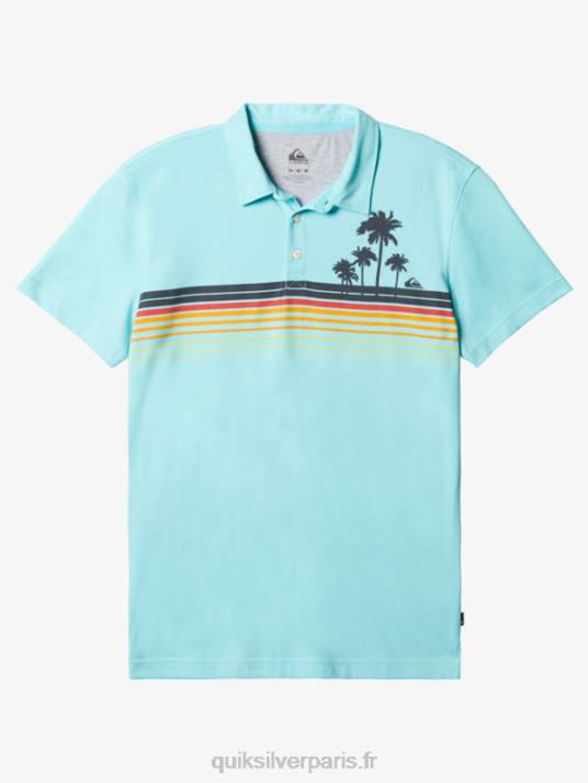 Hommes Quiksilver polo rayé à manches courtes D6PT749 ange bleu