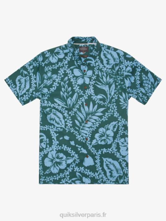 Hommes Quiksilver waterman arrivée lei chemise à manches courtes D6PT1108 lei d'arrivée de pin fumé
