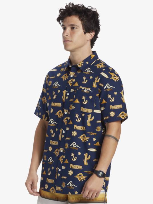 Hommes Quiksilver x Pacifico chemise à manches courtes D6PT15 blazer bleu marine