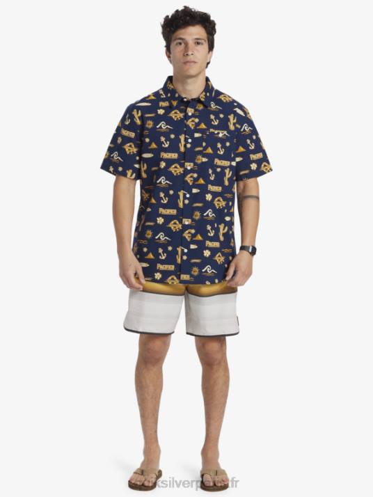 Hommes Quiksilver x Pacifico chemise à manches courtes D6PT15 blazer bleu marine