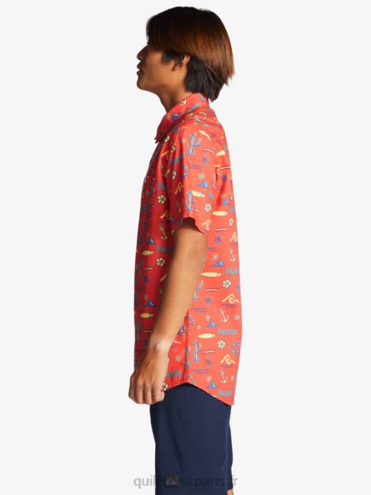 Hommes Quiksilver x Pacifico chemise à manches courtes D6PT16 rouge pacifico quiksilver