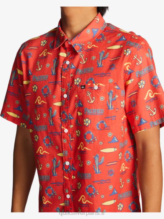 Hommes Quiksilver x Pacifico chemise à manches courtes D6PT16 rouge pacifico quiksilver