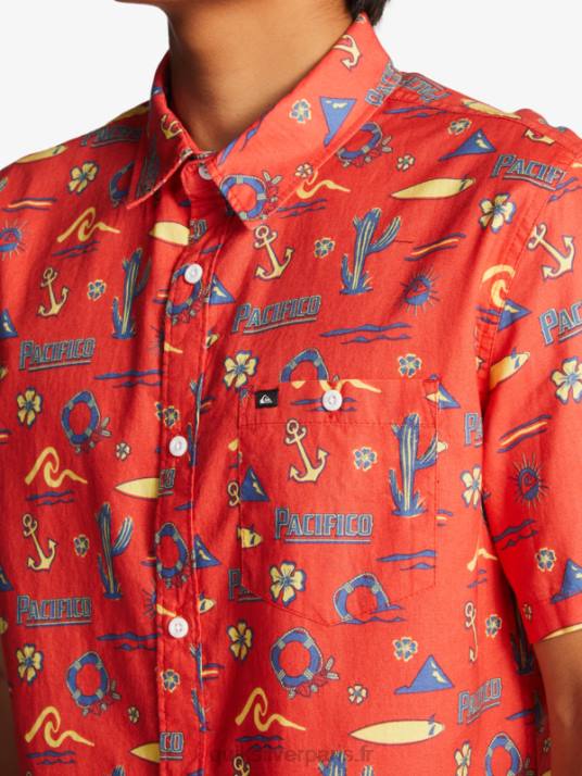 Hommes Quiksilver x Pacifico chemise à manches courtes D6PT16 rouge pacifico quiksilver