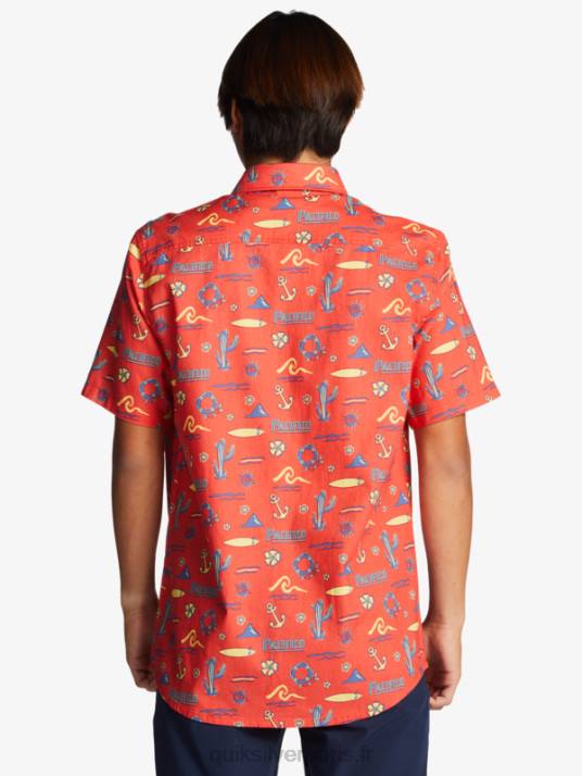 Hommes Quiksilver x Pacifico chemise à manches courtes D6PT16 rouge pacifico quiksilver
