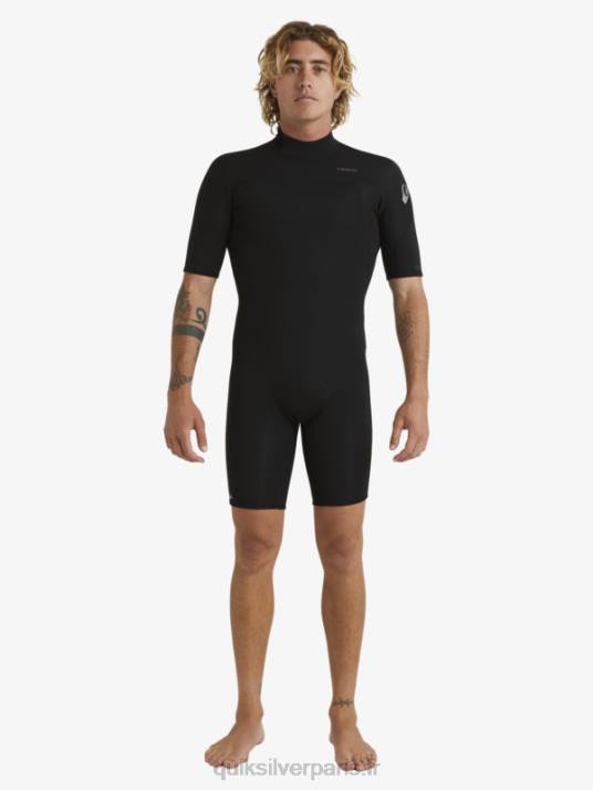 Hommes Quiksilver 2/2mm sessions quotidiennes combinaison de printemps à manches courtes et fermeture éclair dans le dos D6PT1432 noir