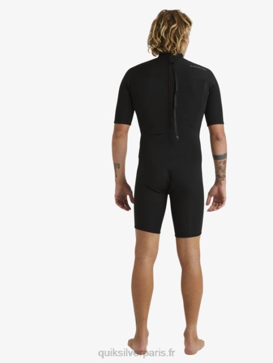 Hommes Quiksilver 2/2mm sessions quotidiennes combinaison de printemps à manches courtes et fermeture éclair dans le dos D6PT1432 noir