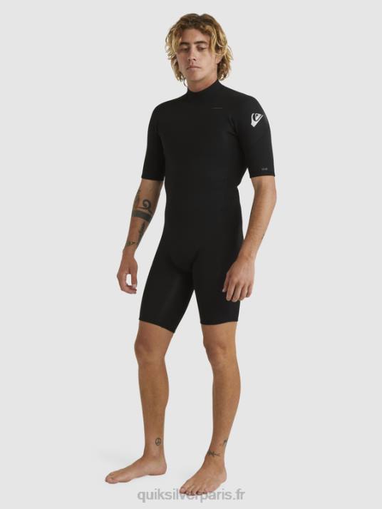 Hommes Quiksilver 2/2mm sessions quotidiennes combinaison de printemps à manches courtes et fermeture éclair dans le dos D6PT1432 noir