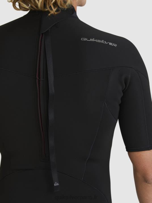 Hommes Quiksilver 2/2mm sessions quotidiennes combinaison de printemps à manches courtes et fermeture éclair dans le dos D6PT1432 noir