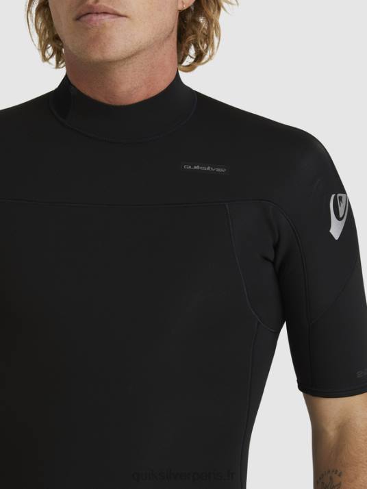 Hommes Quiksilver 2/2mm sessions quotidiennes combinaison de printemps à manches courtes et fermeture éclair dans le dos D6PT1432 noir