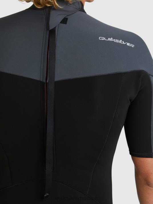 Hommes Quiksilver 2/2mm sessions quotidiennes combinaison de printemps à manches courtes et fermeture éclair dans le dos D6PT1433 noir/gun métal