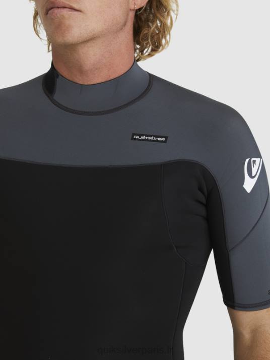 Hommes Quiksilver 2/2mm sessions quotidiennes combinaison de printemps à manches courtes et fermeture éclair dans le dos D6PT1433 noir/gun métal
