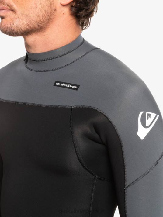 Hommes Quiksilver Combinaison 3/2 séances quotidiennes back-zip D6PT926 noir/gun métal