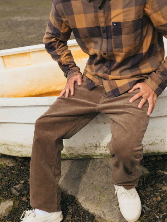 Hommes Quiksilver pantalon en velours côtelé kracker D6PT1547 Pépite de chocolat