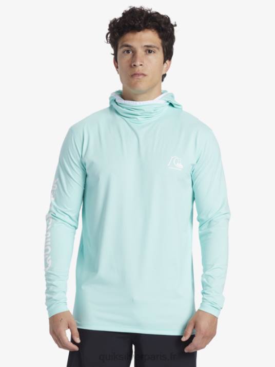 Hommes Quiksilver T-shirt de surf Heritage UPF 50 à manches longues D6PT419 bruyère bleu ciel