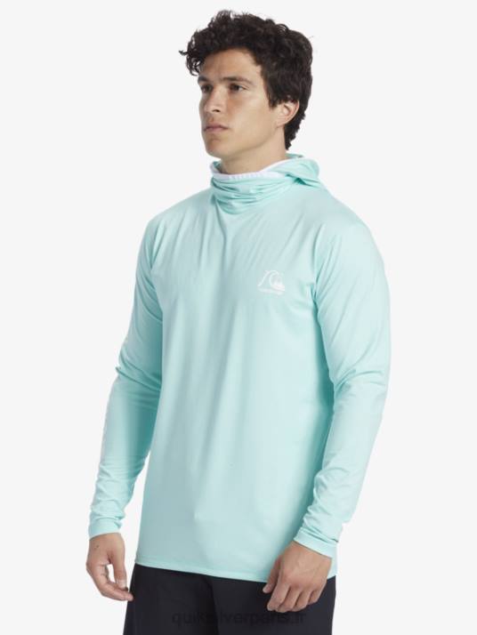 Hommes Quiksilver T-shirt de surf Heritage UPF 50 à manches longues D6PT419 bruyère bleu ciel