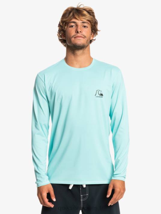 Hommes Quiksilver T-shirt de surf UPF 50 à manches longues Heritage Heather D6PT1468 bleu ange chiné