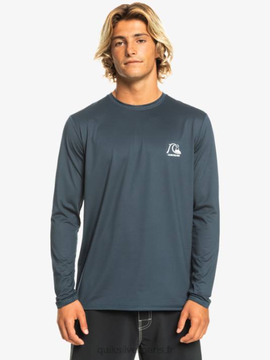 Hommes Quiksilver T-shirt de surf UPF 50 à manches longues Heritage Heather D6PT1470 chiné marine de minuit