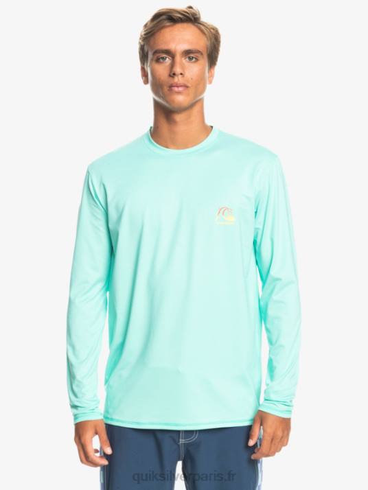 Hommes Quiksilver T-shirt de surf UPF 50 à manches longues Heritage Heather D6PT1471 bruyère vert piscine