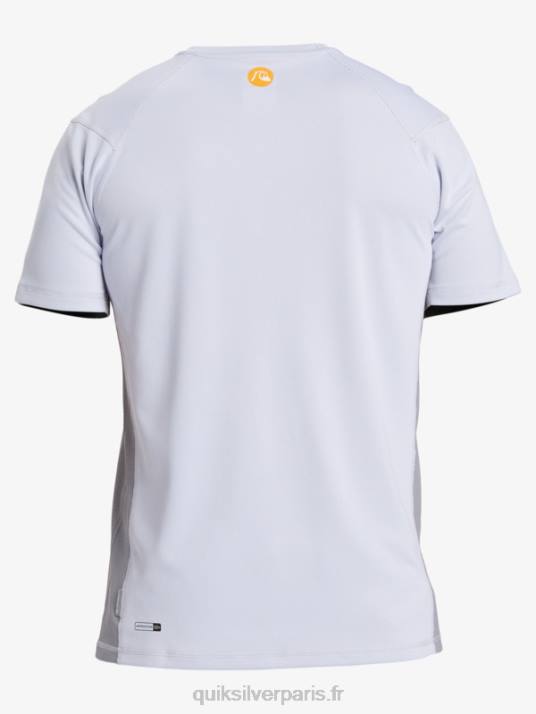 Hommes Quiksilver T-shirt de surf à manches courtes Waterman Bamboo Check 2 UPF 50 D6PT273 blanc