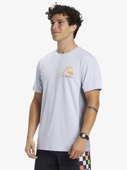 Hommes Quiksilver T-shirt de surf à manches courtes Waterman Bamboo Check 2 UPF 50 D6PT273 blanc