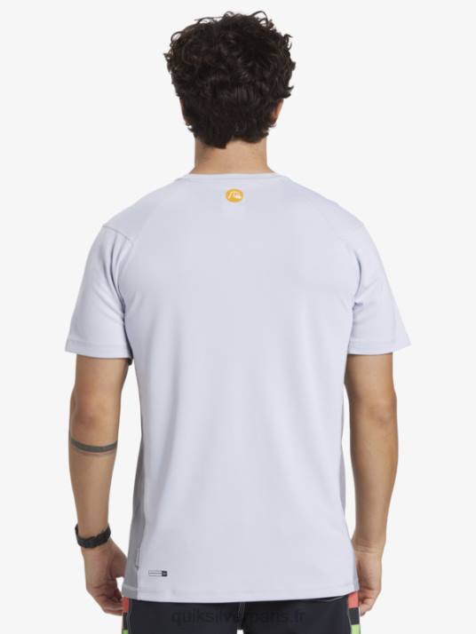 Hommes Quiksilver T-shirt de surf à manches courtes Waterman Bamboo Check 2 UPF 50 D6PT273 blanc