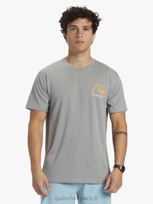 Hommes Quiksilver T-shirt de surf à manches courtes Waterman Bamboo Check 2 UPF 50 D6PT274 Peau de requin