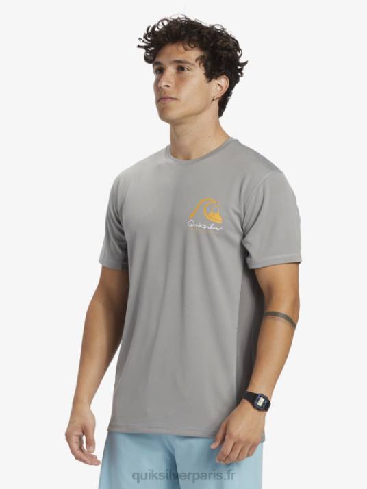 Hommes Quiksilver T-shirt de surf à manches courtes Waterman Bamboo Check 2 UPF 50 D6PT274 Peau de requin