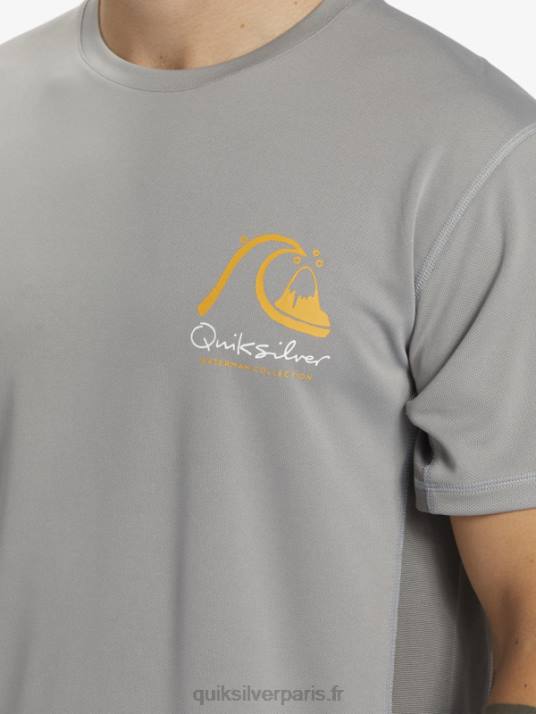 Hommes Quiksilver T-shirt de surf à manches courtes Waterman Bamboo Check 2 UPF 50 D6PT274 Peau de requin