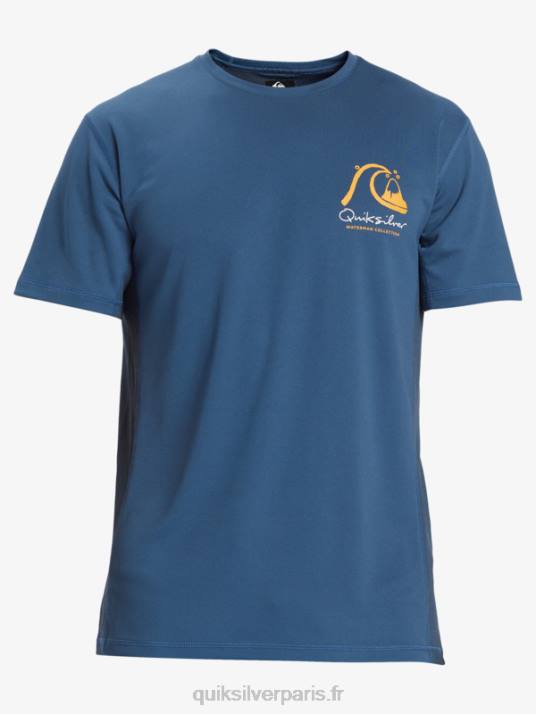 Hommes Quiksilver T-shirt de surf à manches courtes Waterman Bamboo Check 2 UPF 50 D6PT275 enseigne bleue