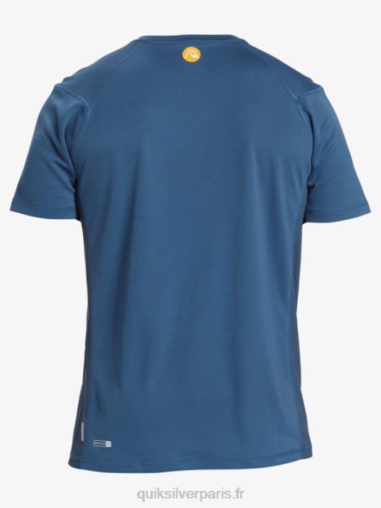 Hommes Quiksilver T-shirt de surf à manches courtes Waterman Bamboo Check 2 UPF 50 D6PT275 enseigne bleue