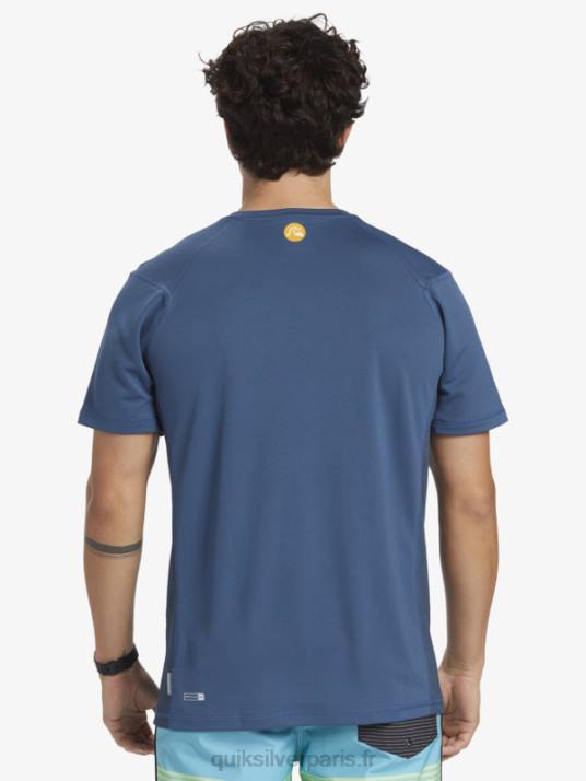 Hommes Quiksilver T-shirt de surf à manches courtes Waterman Bamboo Check 2 UPF 50 D6PT275 enseigne bleue