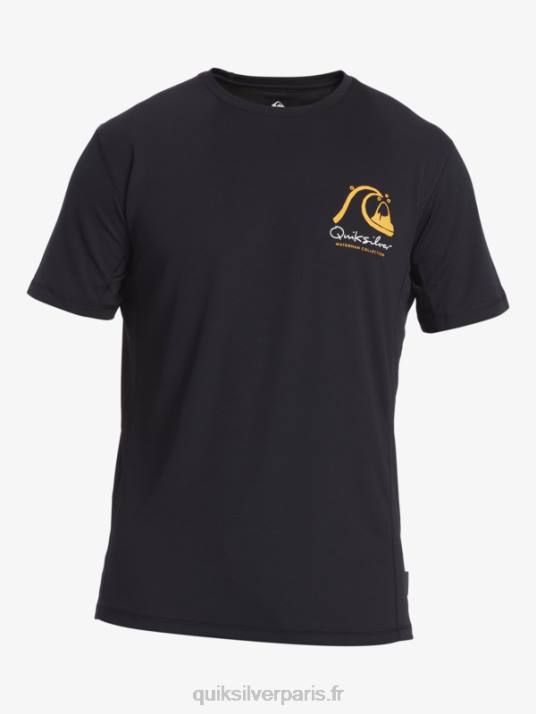Hommes Quiksilver T-shirt de surf à manches courtes Waterman Bamboo Check 2 UPF 50 D6PT276 noir