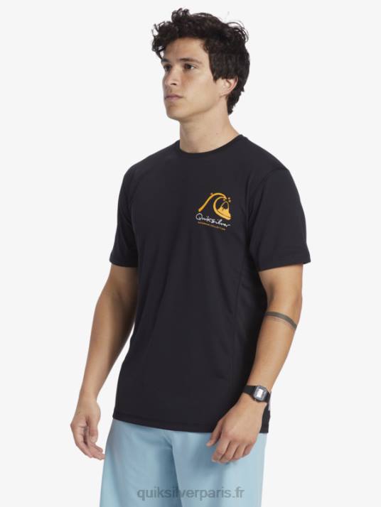 Hommes Quiksilver T-shirt de surf à manches courtes Waterman Bamboo Check 2 UPF 50 D6PT276 noir
