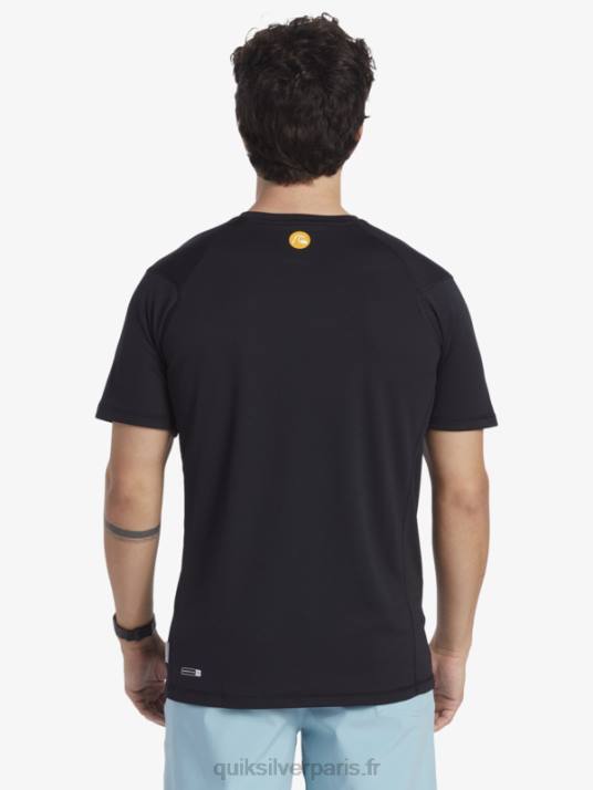 Hommes Quiksilver T-shirt de surf à manches courtes Waterman Bamboo Check 2 UPF 50 D6PT276 noir