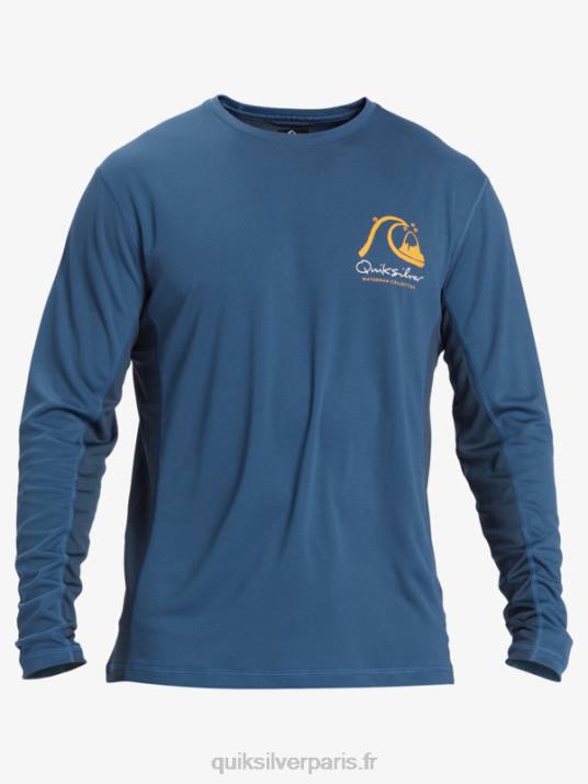 Hommes Quiksilver T-shirt de surf à manches longues Waterman Bamboo Check 2 UPF 50 D6PT259 enseigne bleue