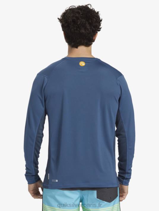 Hommes Quiksilver T-shirt de surf à manches longues Waterman Bamboo Check 2 UPF 50 D6PT259 enseigne bleue