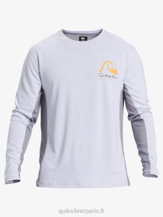 Hommes Quiksilver T-shirt de surf à manches longues Waterman Bamboo Check 2 UPF 50 D6PT260 blanc