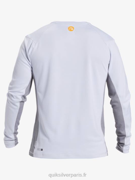 Hommes Quiksilver T-shirt de surf à manches longues Waterman Bamboo Check 2 UPF 50 D6PT260 blanc