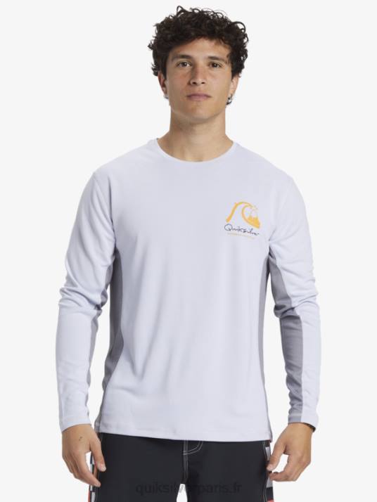 Hommes Quiksilver T-shirt de surf à manches longues Waterman Bamboo Check 2 UPF 50 D6PT260 blanc